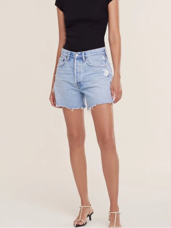 Agolde Pants - AGOLDE Parker Long Parade Denim Distressed Jean Shorts Organic Cotton Size 29